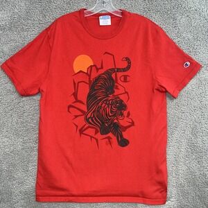 Champion T Shirt‎ Men's Size L Red Chinese Lunar New Year Tiger Graphic Tee